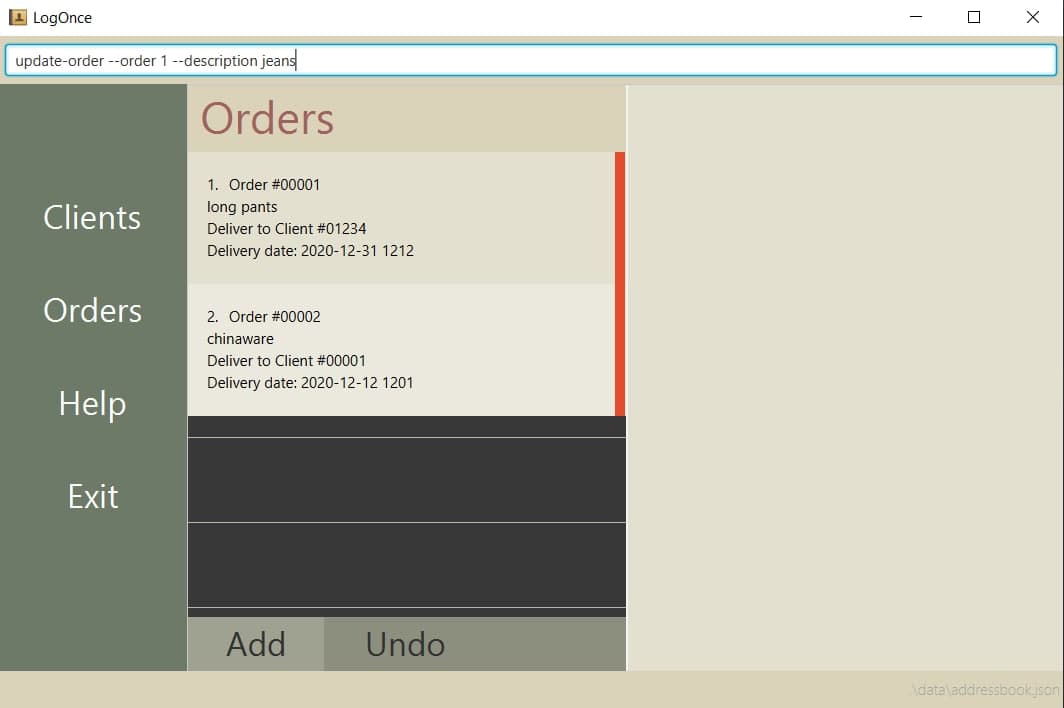 update order example 1 before